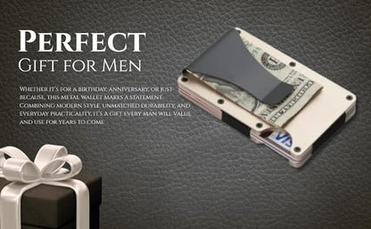 Leatherboss Wallet for Men RFID Blocking Minimalist Metal Card Holder with Money Clip Holds Credit Cards and Cash (Gold)