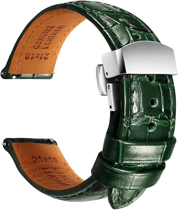 REZERO Leather Watch Bands for Men, Quick Release Watch Straps, Luxury Italian Alligator Grain Embossed Band Replacements 19mm 20mm 21mm 22mm