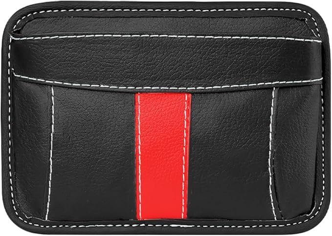 Car Seat Side Pocket Organizer, Leather Vehicle Seat Gap Filler Organizer, Automotive Console Side Cell Phone & Sunglasses Holder Storage Bag, Universal for SUV Automobile Truck (Black)