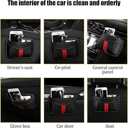 Car Seat Side Pocket Organizer, Leather Vehicle Seat Gap Filler Organizer, Automotive Console Side Cell Phone & Sunglasses Holder Storage Bag, Universal for SUV Automobile Truck (Coffee)