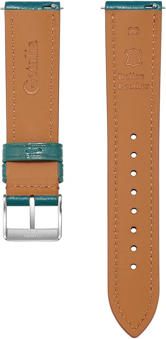 Getalia Italian leather Watch Band Tuscany Natural Vegetable-Tanned Full Grain Leather,14mm 16mm 18mm 19mm 20mm 21mm 22mm Quick Release Replacement Watch Straps for Men and Women Thick and Soft