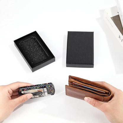 Slim Wallet for Men,RFID Blocking Minimalist Metal Wallet, Money Clip/Cash Holder, Front Pocket Aluminum Credit Card Holder, Ideal Gift for Men,Resin Black-Wood