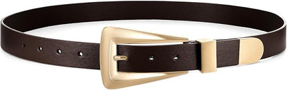 Women's Leather Belts for Jeans Pants Fashion Leather Waist Belt Ladies Dress Belts with Gold/Silver Buckle