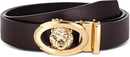 Aurolran Men&Womens Leather Dress Belt Business Automatic Buckle Belt Color-Black Silver Gold