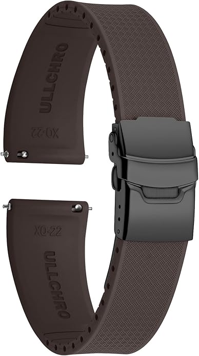 ULLCHRO Silicone Watch Band Quick Release Strap FKM Waterproof Watch Bands for Men 20mm 22mm Replacement Strap Sport Rubber Watchband