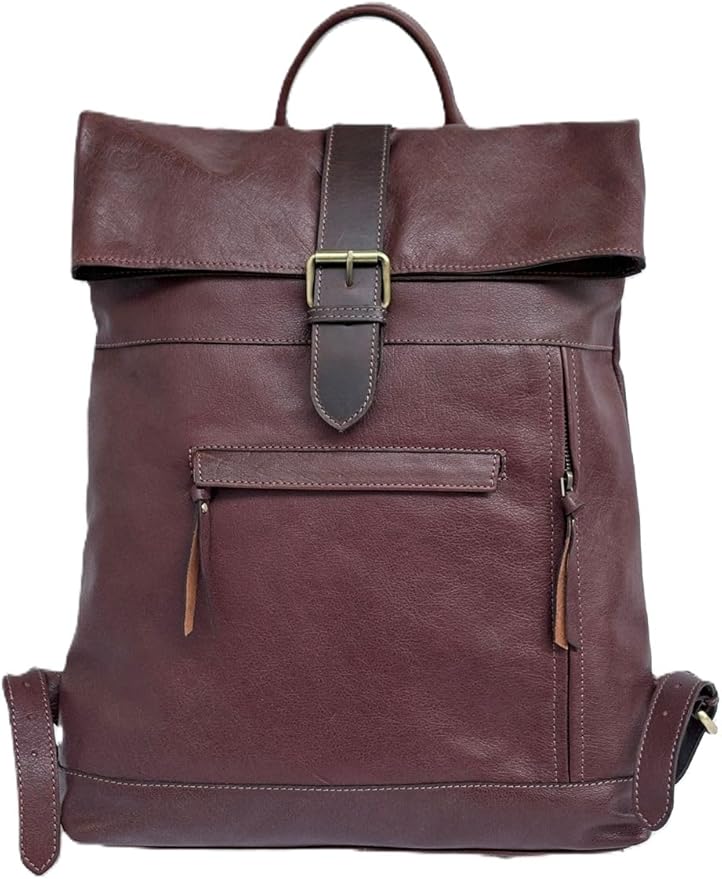 VANSI Soft Leather Men Women Laptop Backpack School College Office (Chocolate Brown)