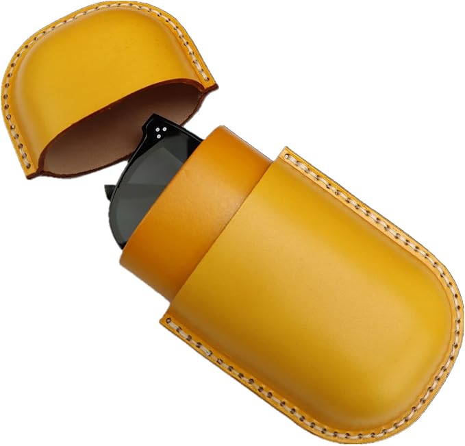 Leather Glasses Case Cowhide Vintage Men And Women Nearsighted Glasses Sunglasses Travel Anti-Crush Storage Box