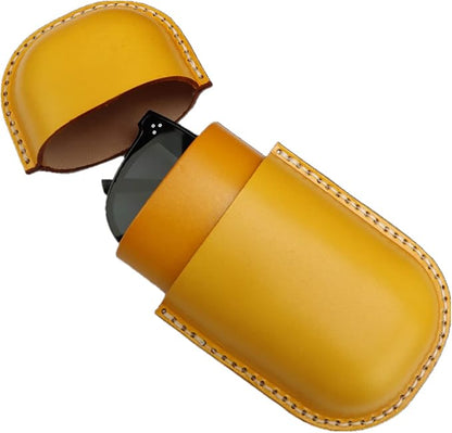 Leather Glasses Case Cowhide Vintage Men And Women Nearsighted Glasses Sunglasses Travel Anti-Crush Storage Box