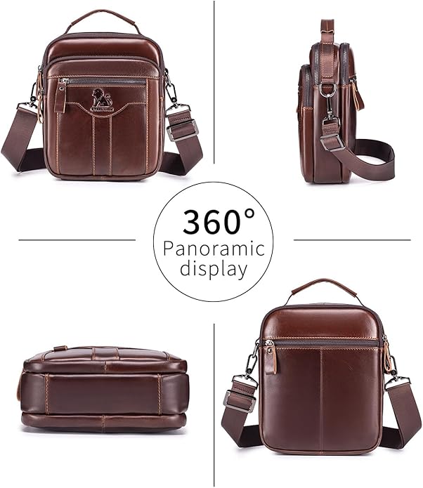 Premium Leather Men's Crossbody -Organized Storage & Durable,Stylish for Daily Carry