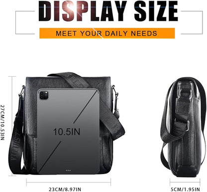 Leathario Men's Crossbody Bag, Vegan Leather, Shoulder Purse Side Sling Satchel, Small Messenger for Travel Work Daily