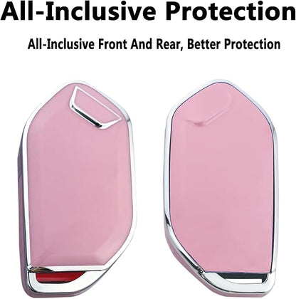 Key Fob Cover Case Compatible with Kia Telluride 2023 2024 2025 EV5 Car Interior Accessories Shell Holder Protector (Pink)