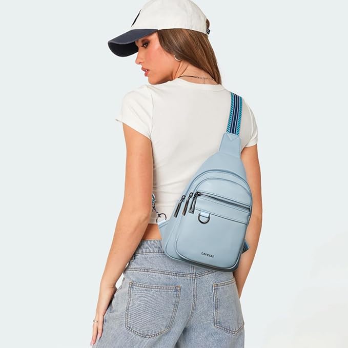 Leresas 7L Sling Bag for Women Men Vegan Leather Crossbody Bags Fanny Pack Purse Backpack Over Shoulder Bag Travel Anti Theft