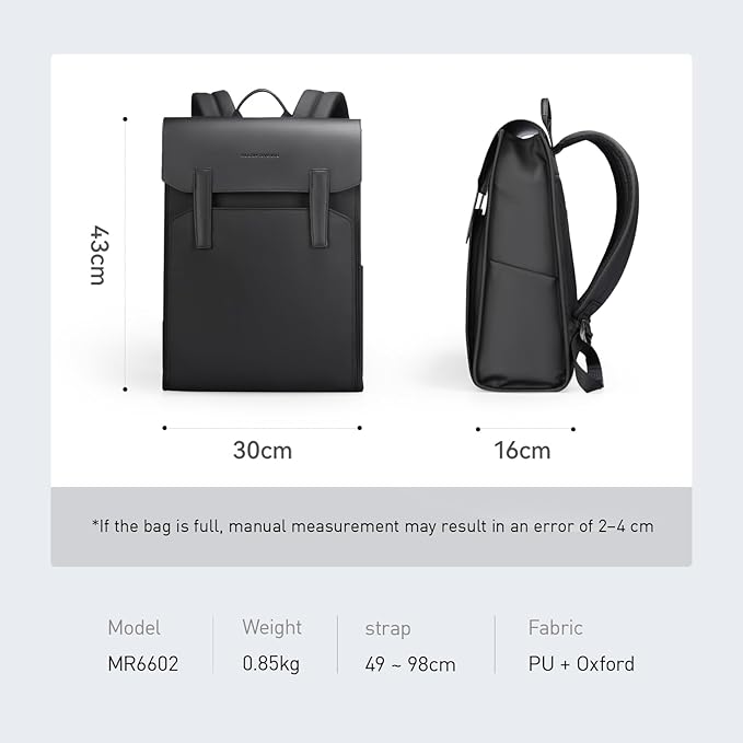 MARK RYDEN Slim Laptop Backpack for Men – Stylish Leather Commuter Business Backpack, 20L Water-Resistant 15.6 Inch Computer Bag with Magnetic Clasp, Lightweight Daypack for Office, Travel & Daily Use