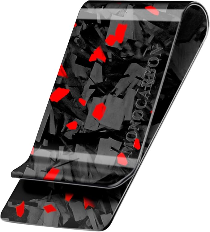 MONOCARBON Carbon-Fiber-Money-Clip-for-Men, Minimalist-Money-Holder for Cash, High Elastic Carbon-Fiber-Wallet, Slim and Durable
