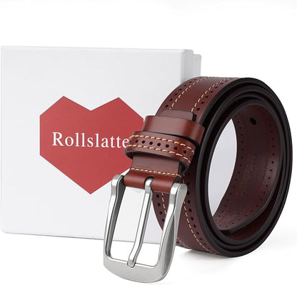 Luxury Full Grain Genuine Leather Belt Men Gift, 1.5" Wide Vintage Real Leather Western Cowboy Men's Belts