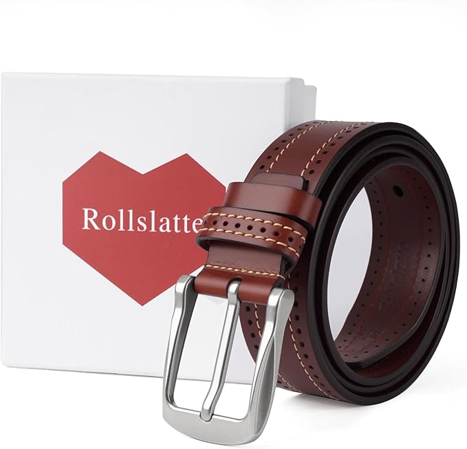 Luxury Full Grain Genuine Leather Belt Men Gift, 1.5" Wide Vintage Real Leather Western Cowboy Men's Belts
