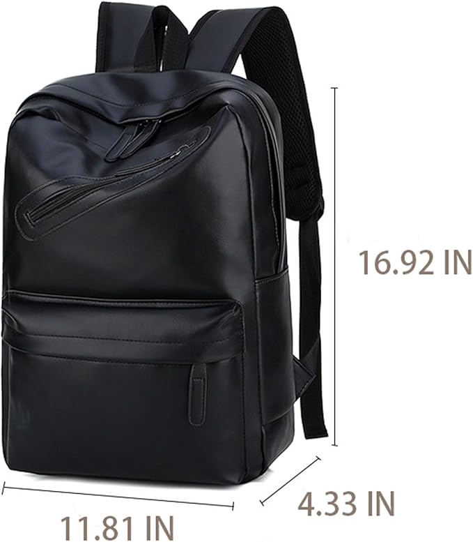 Vintage Leather Backpack for Men 16" Laptop Bag for work Casual Daypack Business Travel Rucksack Waterproof (Black)