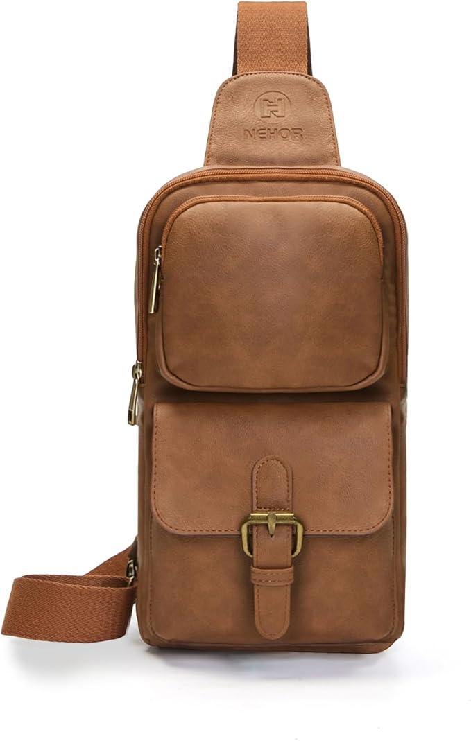 Sling Bag for Men Women Pu Leather Crossbody Bag Waterproof Funny Waist Pack Vintage Shoulder Bags