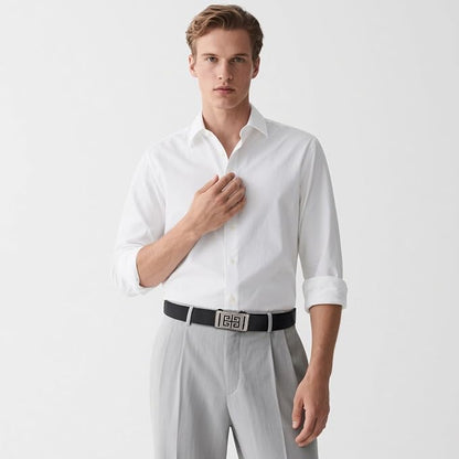 Aurolran Men&Womens Leather Dress Belt Business Automatic Buckle Belt Color-Black Silver Gold