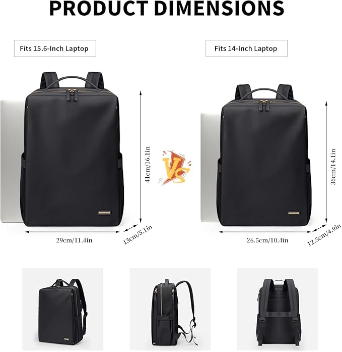 GOLF SUPAGS Stylish Laptop Backpack for Women Airline Approved Perfect for Work College and Travel Multi-Functional Casual Daypack Fits 14 Inch Notebook (Black)