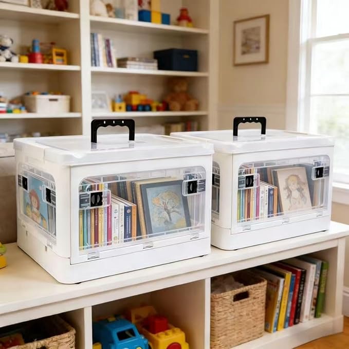24QT Craft Storage Box with Removable Trays - Art Supply Organizer & Marker Organizer, Multi-Purpose Storage Bins with Lids for Playroom Storage, Board Game Storage & Craft Organizers and Storage