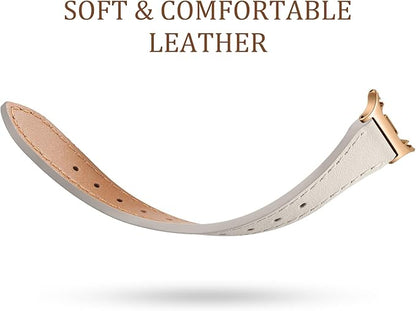 GEAK Slim Leather Band Compatible with Samsung Galaxy Watch 8 40mm 44mm/Watch 8 Classic 46mm, No Gap Adjustable Genuine Leather Replacement Dressy Strap for Samsung Watch 8 Bands Women