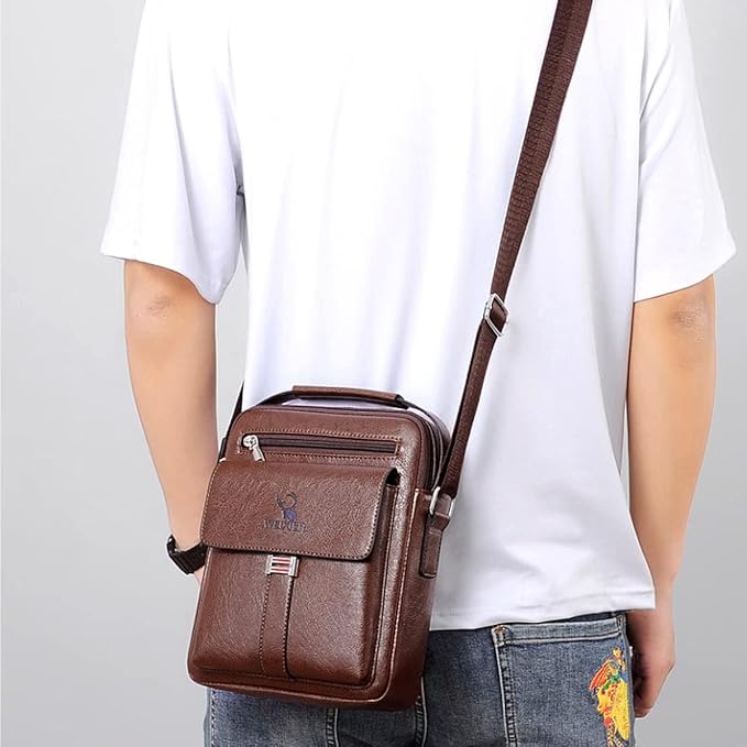 Zipper Buckle Leather Messenger Bag Crossbody Shoulder Bag Vintage Handle Bags | Zipper, Buckle, Leather, Vintage