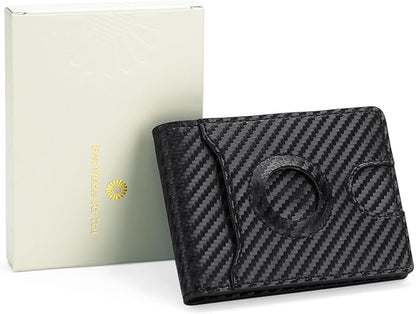 RFID Blocking Bifold Wallet for Men Minimalist Front Pocket Wallets Credit Card Holder with 5 Card Slots, ID Window