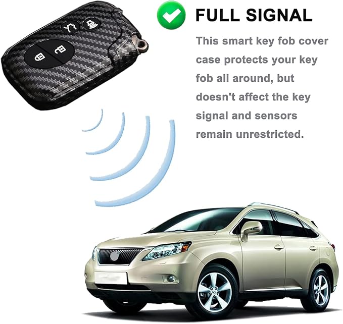 Key Fob Cover Case Fit for 2005-2018 Lexus ES350 GS300 GS350 GS430 GS450h ISC IS250 IS350 LS460 LS600h Keyless Entry Remote Case Holder ABS Carbon Fiber Pattern (Black)