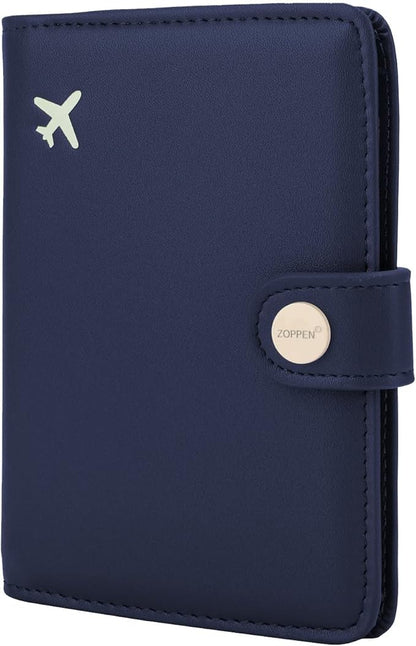 ZOPPEN Passport Holder Women Men, Passport Cover Travel Wallet Rfid Blocking Passport Wallet Cover Case Travel Essentials Document Organizer, Navy Blue