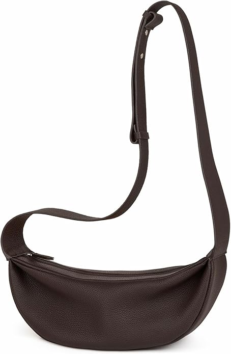 DONNAIN Genuine Leather Sling Bags Crossbody Women, Minimalist Style Casual Chest Bags with Wide Strap