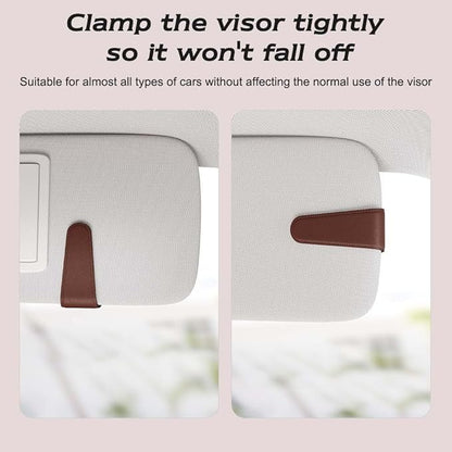 Sotfamily Sunglass Holder for Car Visor, Suede Cloth Magnetic Sunglass Organizer for Car Accessories, 2 Packs, Brown