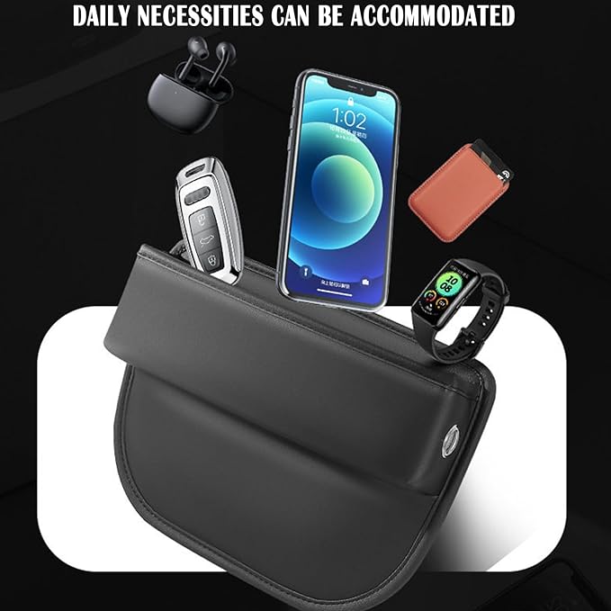 Car Seat Gap Filler 1 Pack Leather Seat Organizer Front Seat Car Accessories for Women Men, Car Essentials for SUV Truck, Adjustable Seat Gap Filler Organizer (Black，1 Pack)