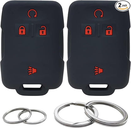 GFDesign 2Pcs Silicone 4 Buttons Key Fob Cover Remote Case Keyless Protector Compatible with Chevrolet Chevy Colorado Silverado Suburban Tahoe GMC Canyon Sierra Yukon M3N-32337100