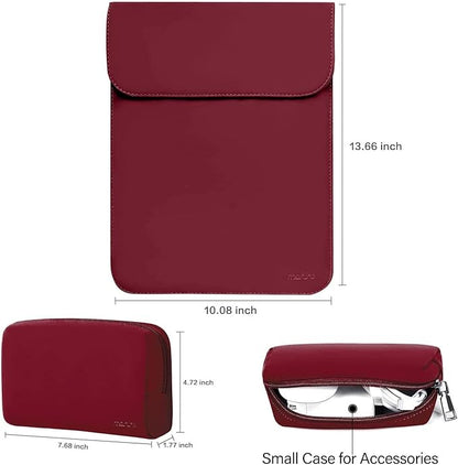 MOSISO Laptop Case 13.3 inch, 13-13.3 inch Laptop Sleeve Compatible with MacBook Neo 13 A18 Pro A3404 /Air 13/Pro 13/Pro 14 M5 M4 M3 M2 M1, Faux Suede Leather Case with Small Bag, Wine Red