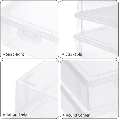 BTSKY Clear Plastic Storage Box with Flap Lid, Multipurpose Craft Organizers and Storage Box Art Supply Storage Organizer Plastic Sewing Box for Pencils Markers Notebooks A4 Files, 2 Pack Large