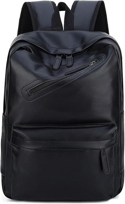 Vintage Leather Backpack for Men 16" Laptop Bag for work Casual Daypack Business Travel Rucksack Waterproof (Black)