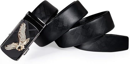 Dubulle Designer Mens Belts, Sliding Automatic Buckle Ratchet Dress Belt TOP Genuine Leather Strap Gifts