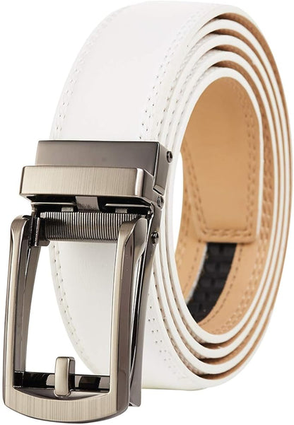 Tonywell Mens Leather Ratchet Belts with Click Buckle Perfect Fit Dress Belt 30mm Wide