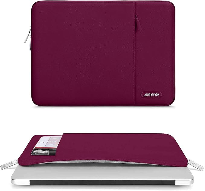 MOSISO Laptop Case 15 inch, 15 inch Laptop Sleeve Compatible with MacBook Air M5 A3448 M4 A3241 M3 A3114 M2 A2941 2026-2023, Dell XPS, Polyester Vertical Computer Sleeve Bag with Pocket, Wine Red