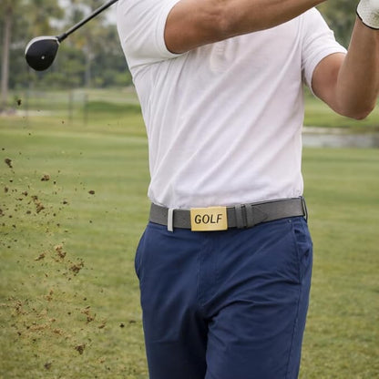 CauraCo Golf Belt Genuine Leather With Gold Buckle Included Ball Marker For Mens Womens Golfers Golfing Shorts And Long Pants