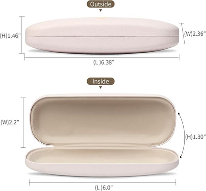 Glasses Case Hard Shell, Leather Protective Case for Sunglasses with Cleaning Cloth, Cute Eyeglass Cases for Women