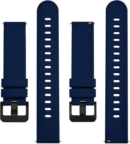 BISONSTRAP Silicone Watch Bands, Slim Watch Straps with Quick Release, 17mm, Dark Blue with Black Buckle