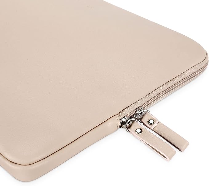 MOSISO Laptop Sleeve Bag 13 inch Compatible with MacBook Neo 13 A18/Air 13.6 inch 2026-2022 M4 M3 M2/Air 13 inch 2022-2018 M1/Pro 13 2026-2016 M2 M1, PU Leather Padded Bag Waterproof Case, Apricot