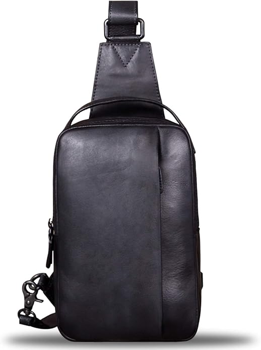 Genuine Leather Sling Bag for Men and Women Vintage Real Leather Sling Backpack Shoulder Crossbody Bags Chest Purse