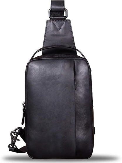 Genuine Leather Sling Bag for Men and Women Vintage Real Leather Sling Backpack Shoulder Crossbody Bags Chest Purse