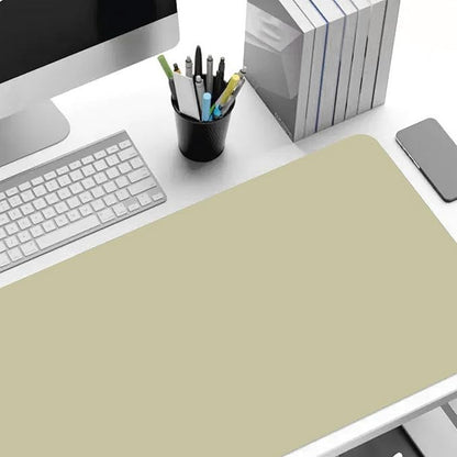 Liveinu L Shaped Gaming Desk Mat Mouse Pad, PU Leather Corner Desk Mat Blotter, Waterproof Desktop Protector for Computer Keyboard Home Office, Beige, 44"x44"x16"