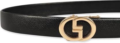 Aurolran Men&Womens Leather Dress Belt Business Automatic Buckle Belt Color-Black Silver Gold