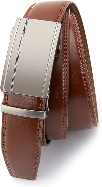 28"-68" Men's Leather Ratchet Dress Belt Big And Tall With Automatic Buckle