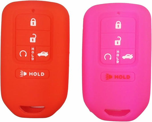 2Pcs Coolbestda Silicone Key Fob Remote Keyless Protector Holder Jacket for 2017 2018 2019 2020 2021 Honda Accord Civic CR-V CRV Pilot EX EX-L Touring Premium